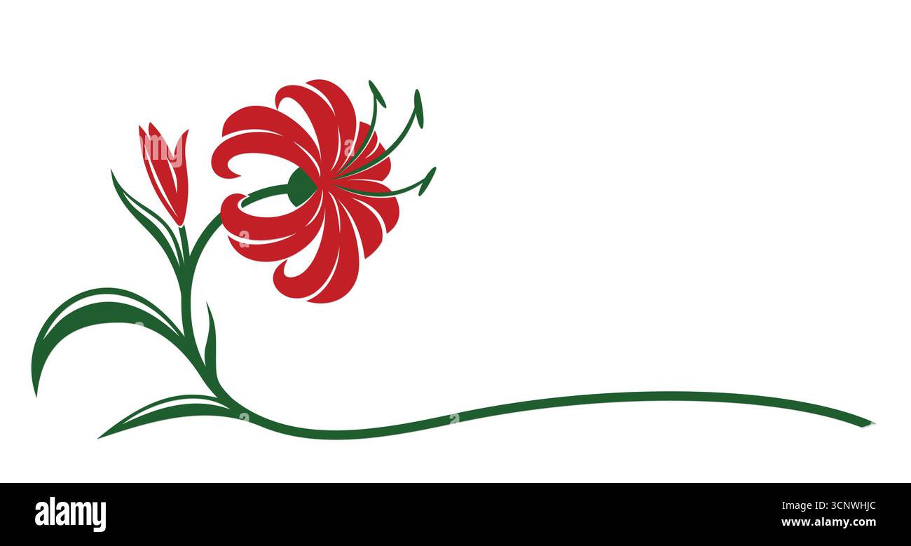 Le symbole du Lily rouge stylisé du jardin. Illustration de Vecteur