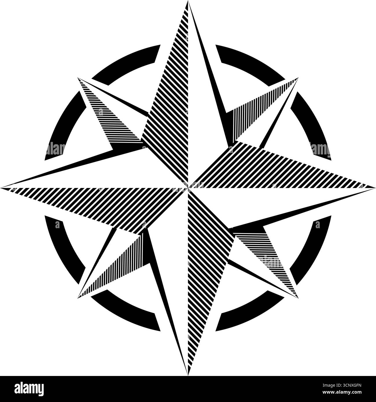 Rose de l'icône du vecteur de direction de la boussole du vent Illustration de Vecteur