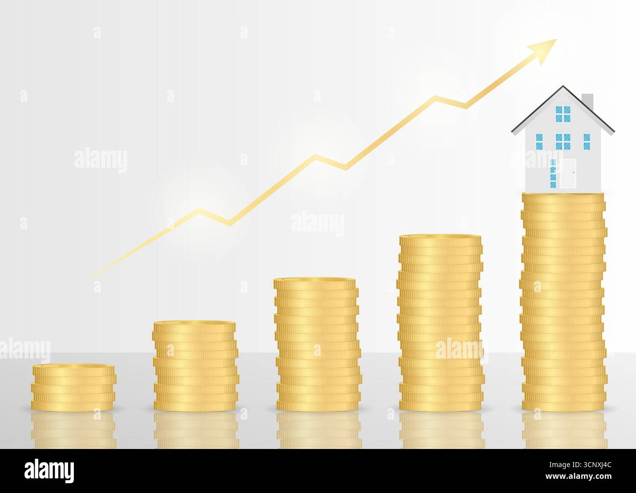 Maison propriété immobilière. Économiser de l'argent pour House. Prêt immobilier ou concept hypothécaire. Illustration de Vecteur