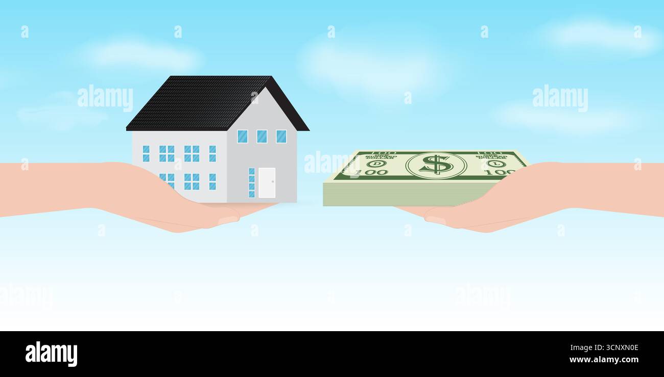 Maison propriété immobilière. Économiser de l'argent pour House. Prêt immobilier ou concept hypothécaire. Illustration de Vecteur