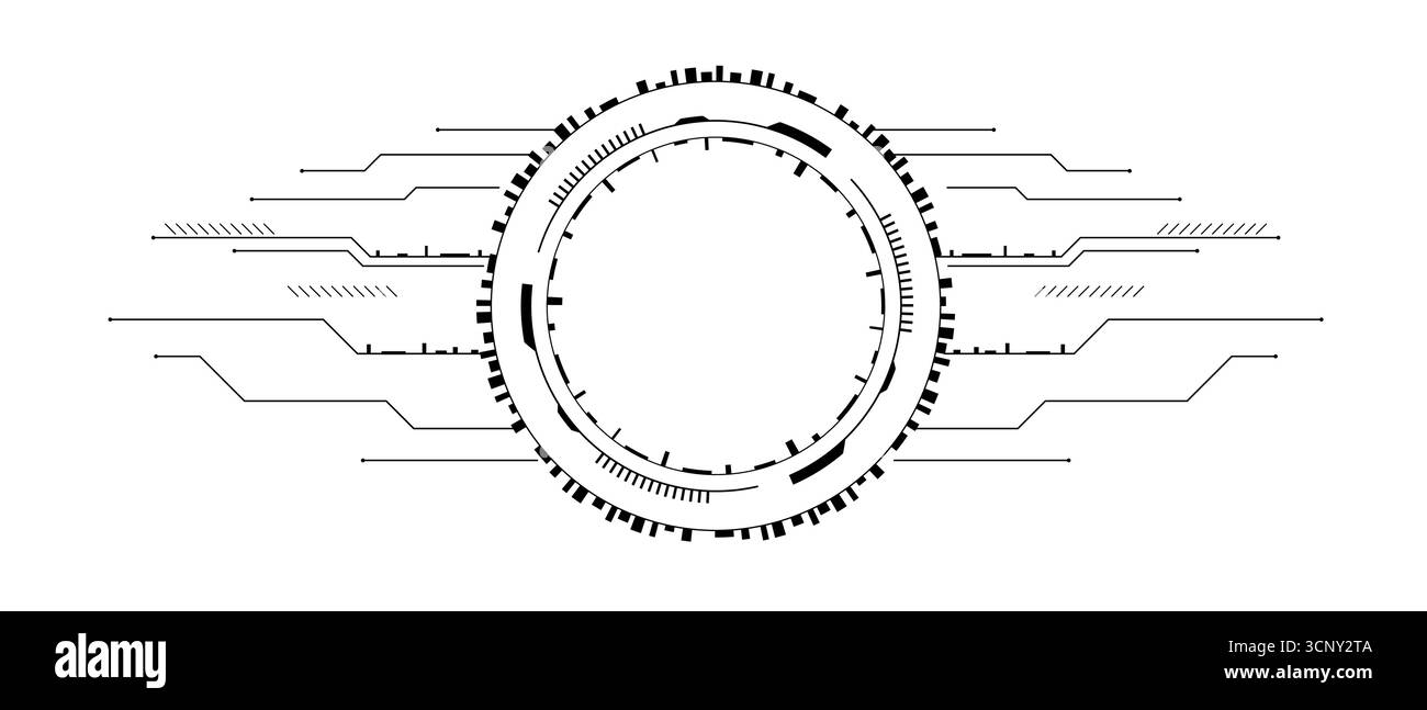 Conception de cadre circulaire inspirée de la technologie futuriste Illustration de Vecteur