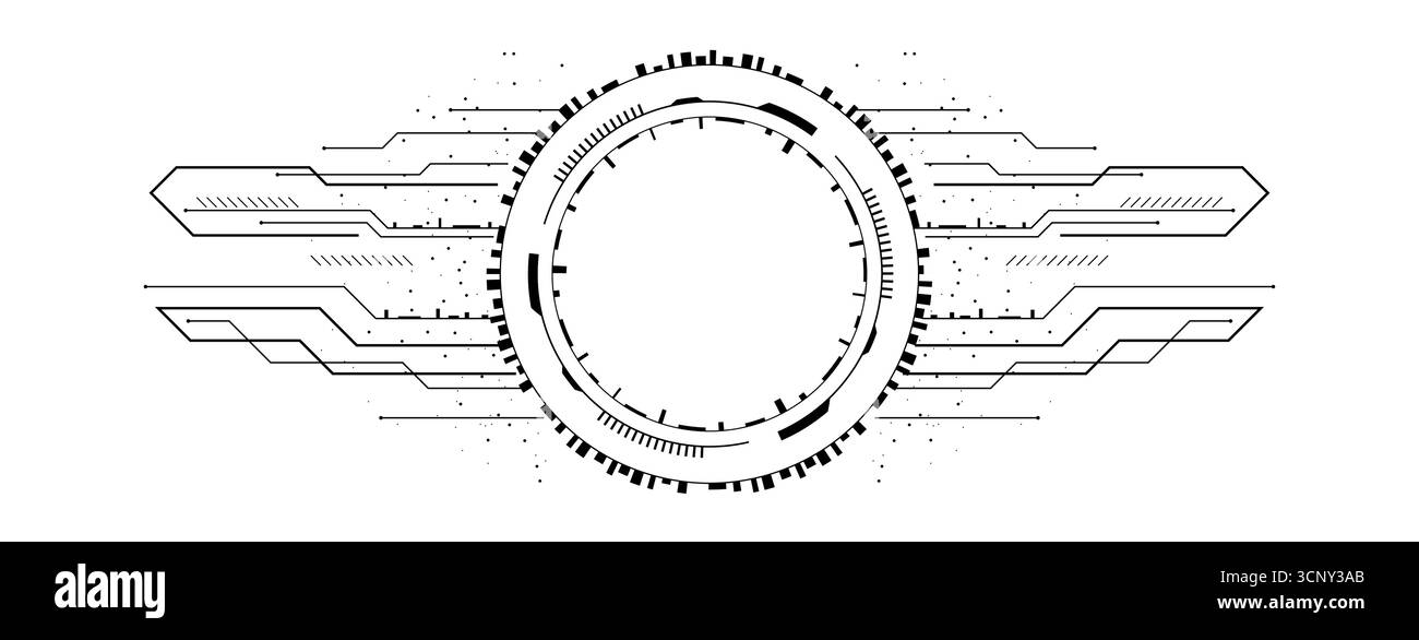 Design de cercle futuriste avec des éléments géométriques et technologiques Illustration de Vecteur