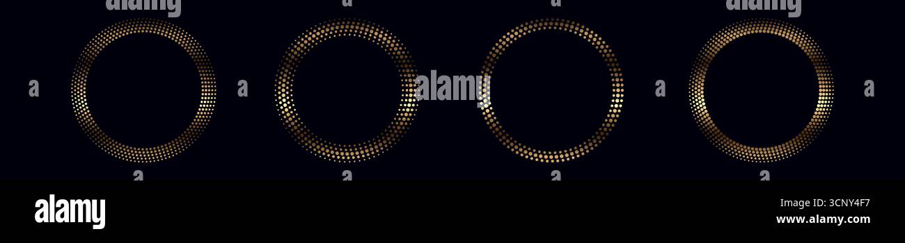 Cadres de points de cercle d'or élégants sur fond sombre pour la conception Illustration de Vecteur