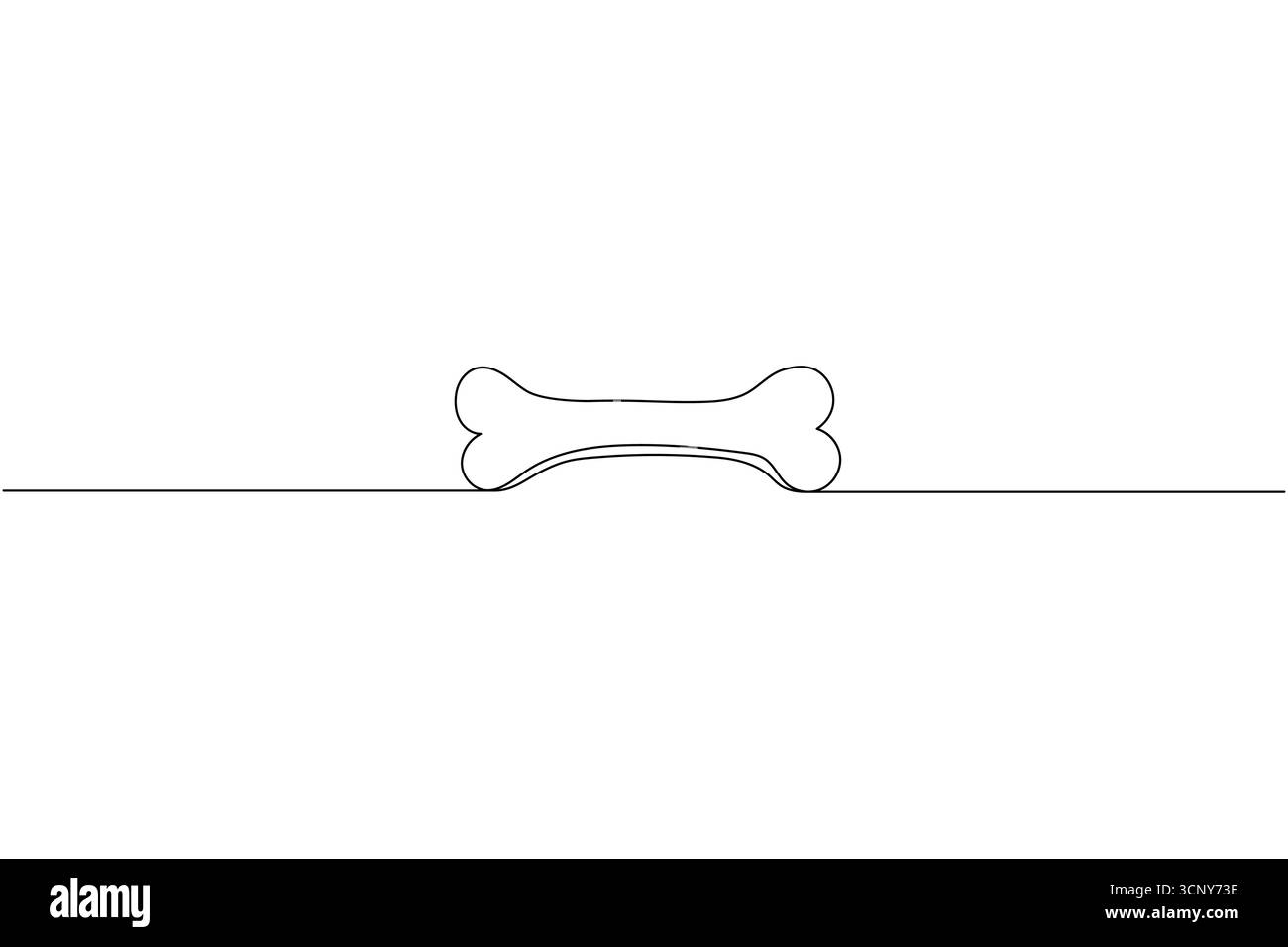 Dessin d'une ligne continue unique d'un os de chien sur une ligne unique de fond blanc Illustration de Vecteur