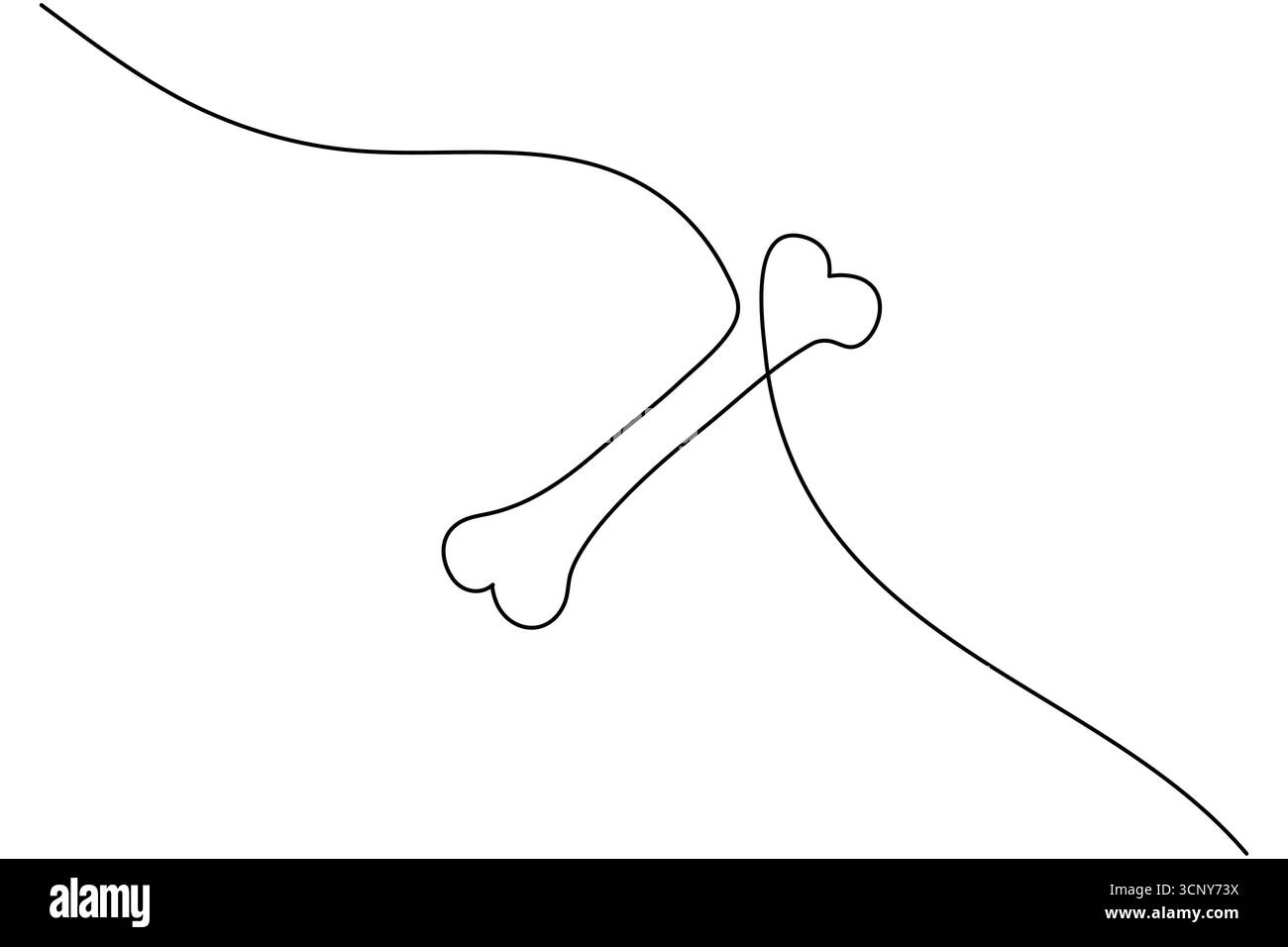Dessin en ligne continue unique d'un os de chien avec des lignes courbes abstraites ligne unique Illustration de Vecteur