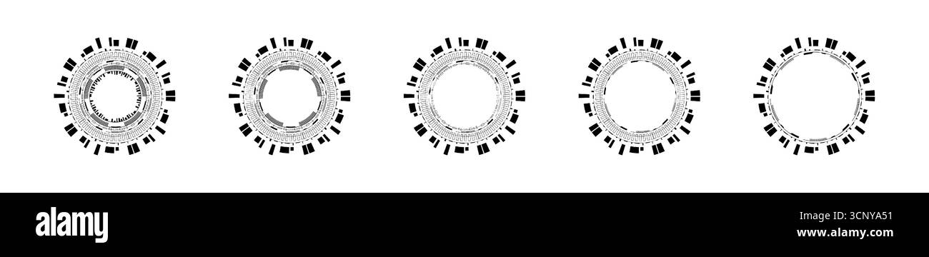 Cadres circulaires futuristes avec des motifs géométriques pour le design Illustration de Vecteur