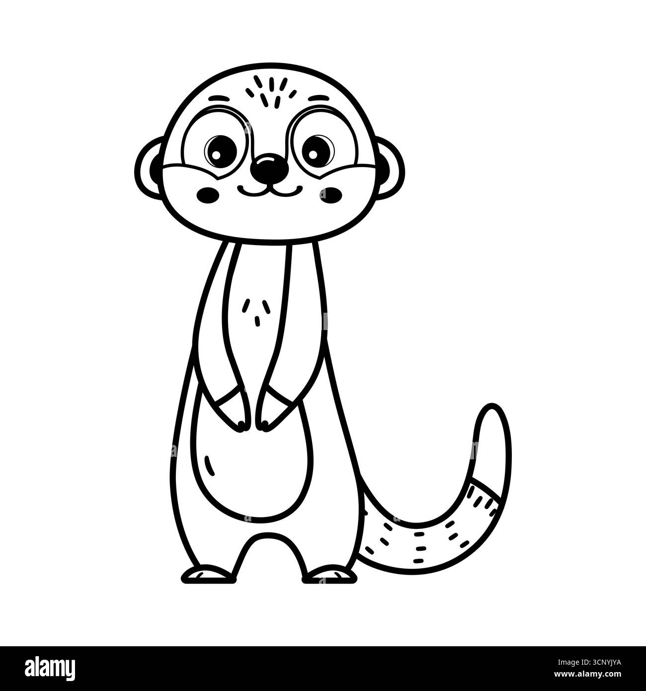 Cute Meerkat Vector Outline Safari Coloriage page Illustration de Vecteur