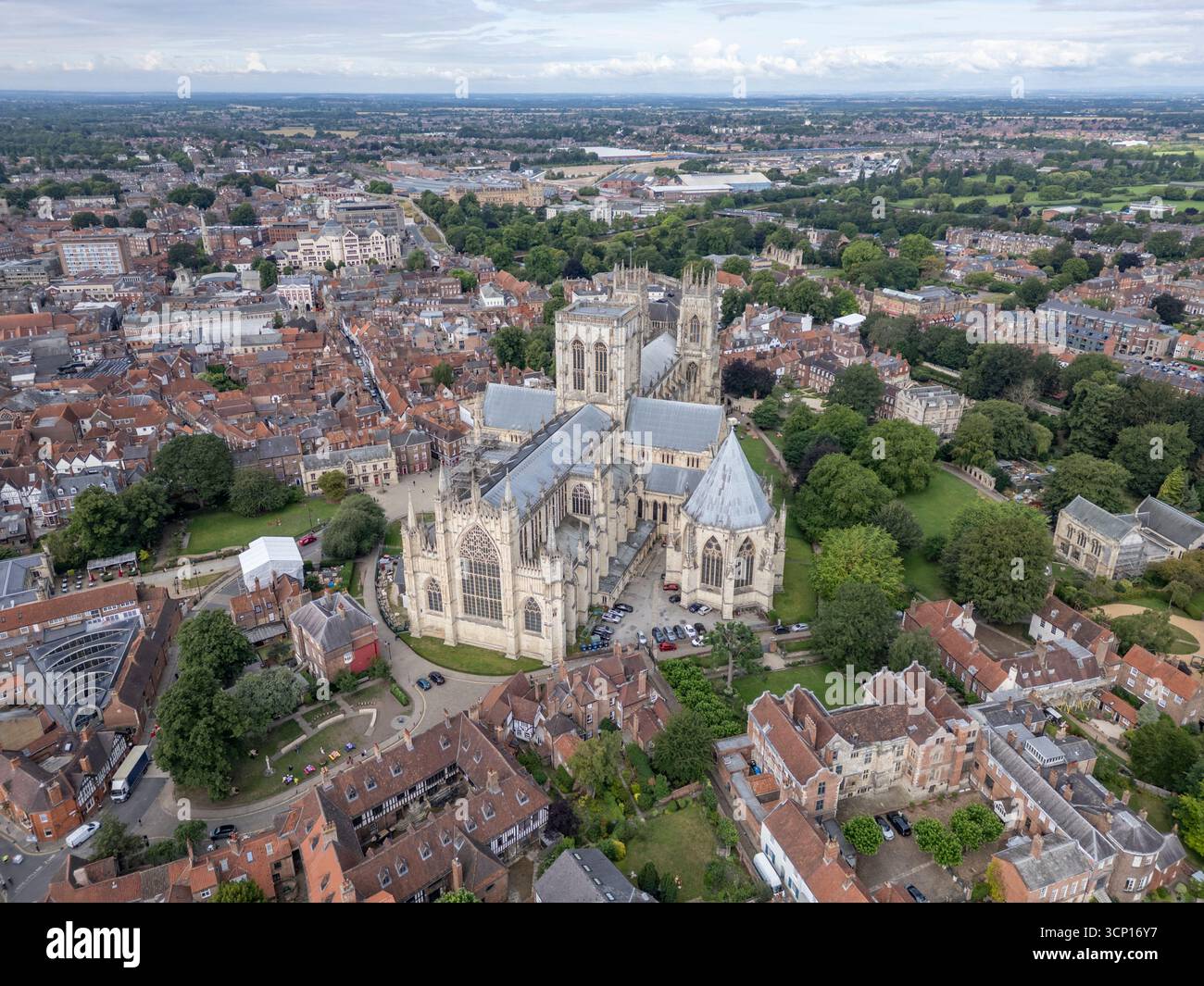 Vue aérienne de York Minster, Deangate, York, North Yorkshire, Angleterre. Banque D'Images