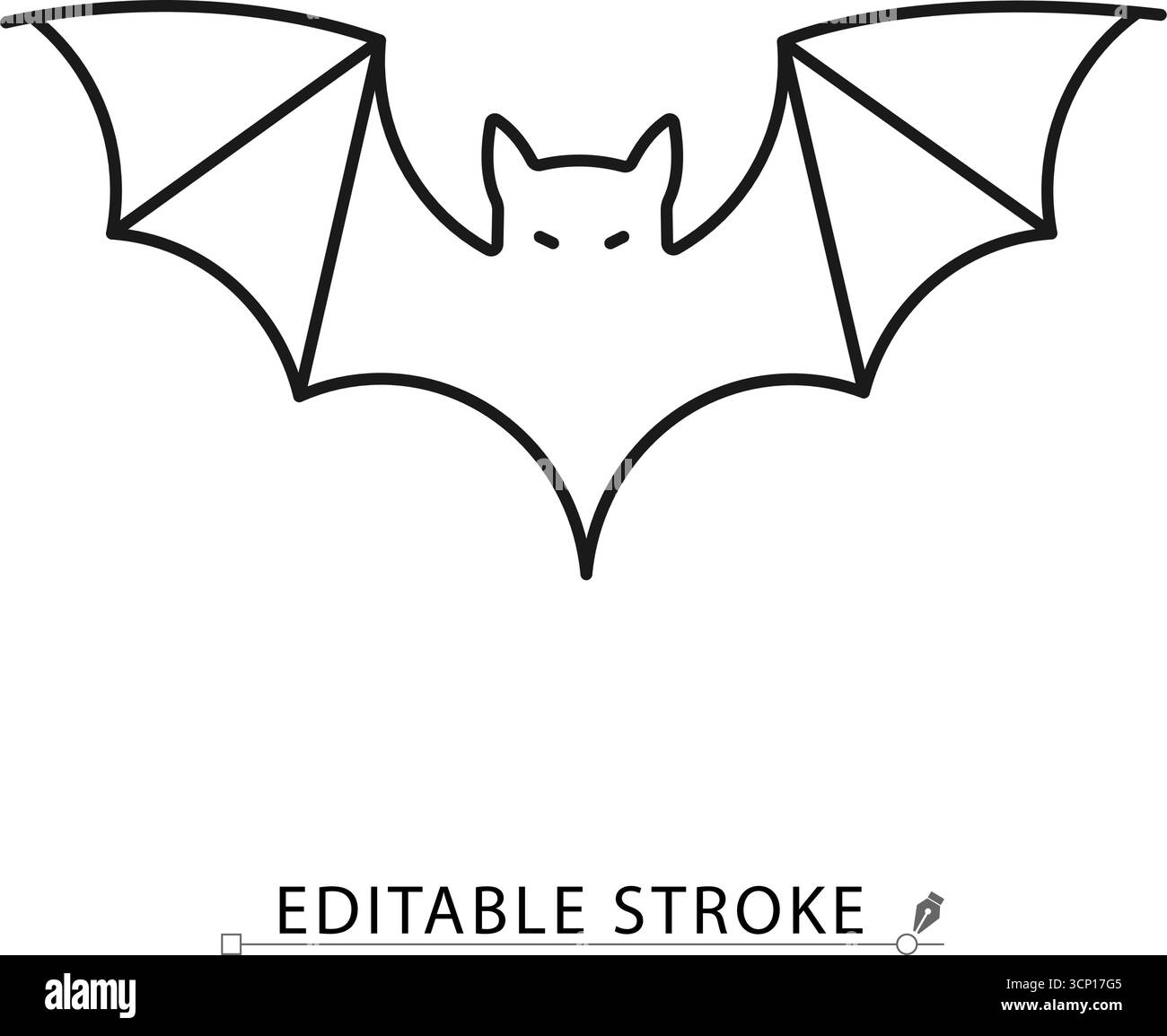 Une icône de chauve-souris volante dans un style de ligne minimaliste avec un trait modifiable. Animal d'Halloween, symbole de vampire effrayant, créature nocturne effrayante, monstre d'horreur Illustration de Vecteur