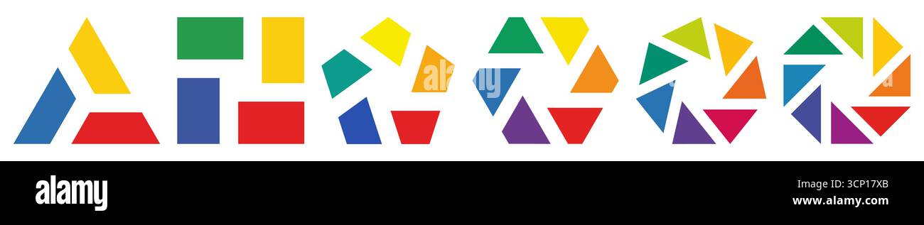 Rectangles inclinés ou triangle disposés en cercle - version avec trois à huit parties, élément infographique simple Illustration de Vecteur