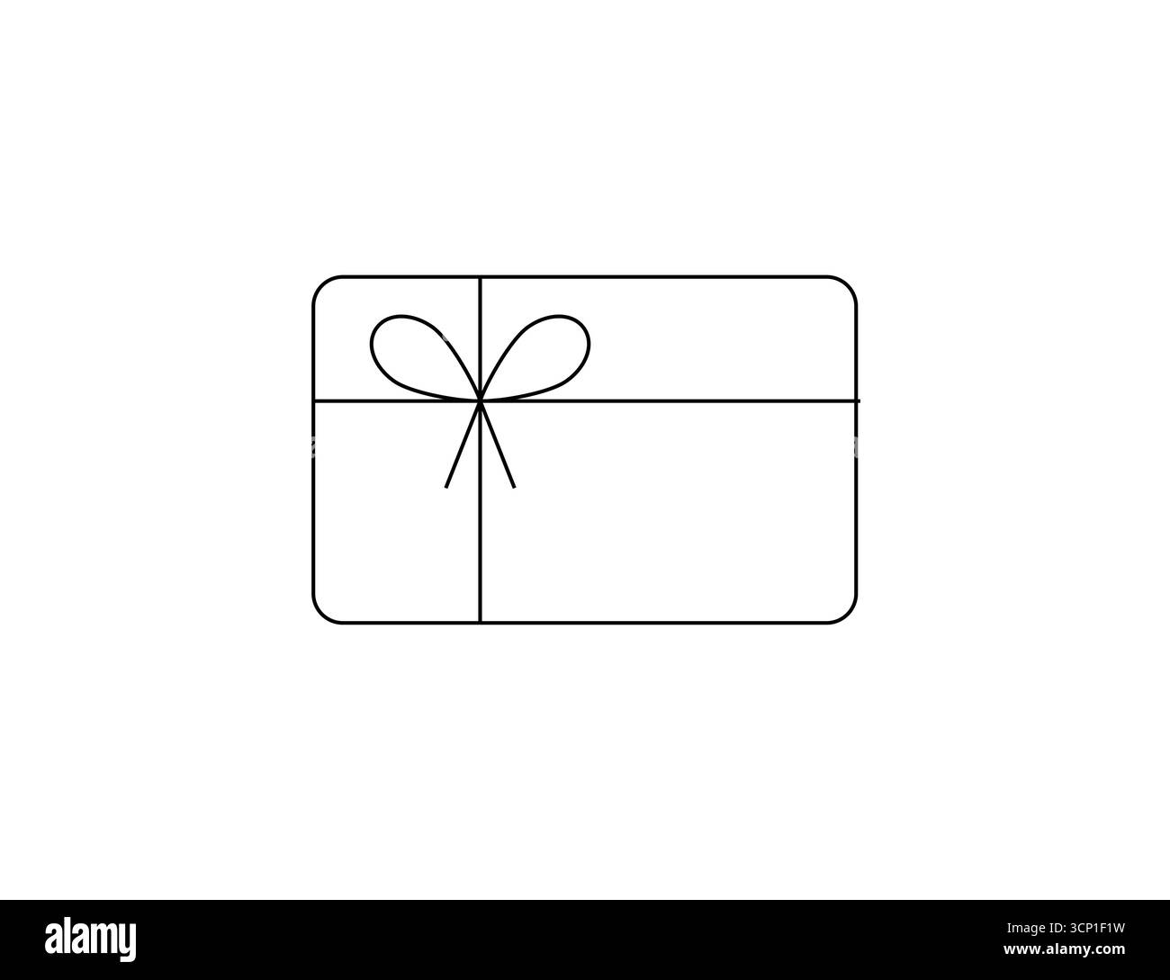 Contour noir minimaliste d'une boîte cadeau emballée avec ruban. Illustration de Vecteur