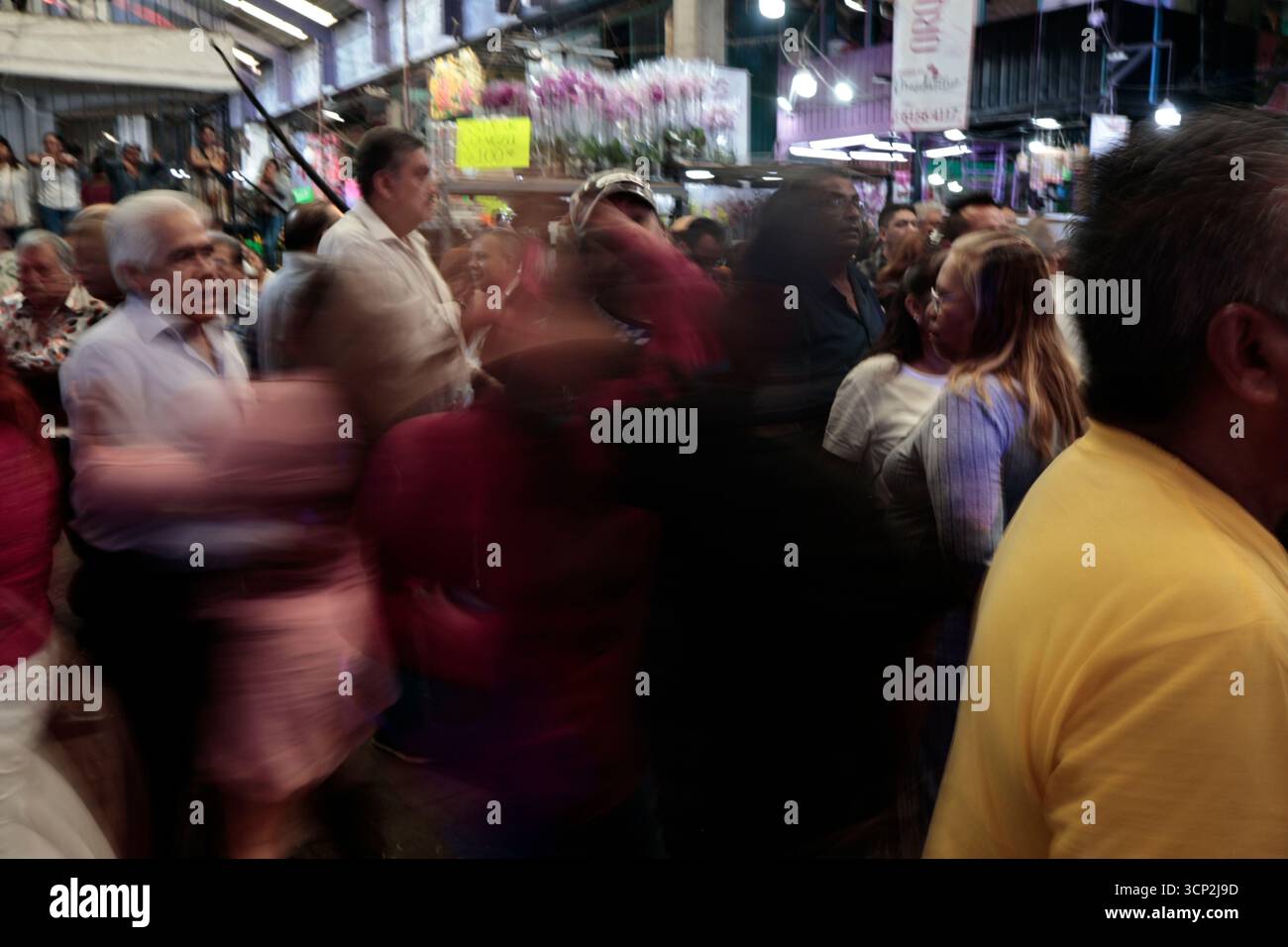 Mexique, CDMX, Mexique. 23 septembre 2025. Le marché le plus important spécialisé dans les fleurs de toutes sortes est le marché jamaïcain, situé à Mexico. Aujourd'hui marque son 68e anniversaire et est l'un des principaux points de vente et de distribution de fleurs de divers états à travers le pays. Avec de la musique live et de la danse dans ses allées, les vendeurs, les employés et les clients célèbrent un autre anniversaire. Ce marché a ouvert ses portes en 1957 dans le cadre de la modernisation de la ville. Il a des racines préhispaniques, comme il était et continue d'être le centre de commerce de fleurs le plus important, relié à cette époque par des rivières ou CA Banque D'Images