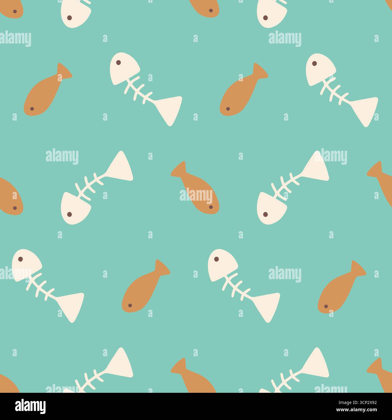 Motif ludique en os de poisson sans couture turquoise Illustration de Vecteur