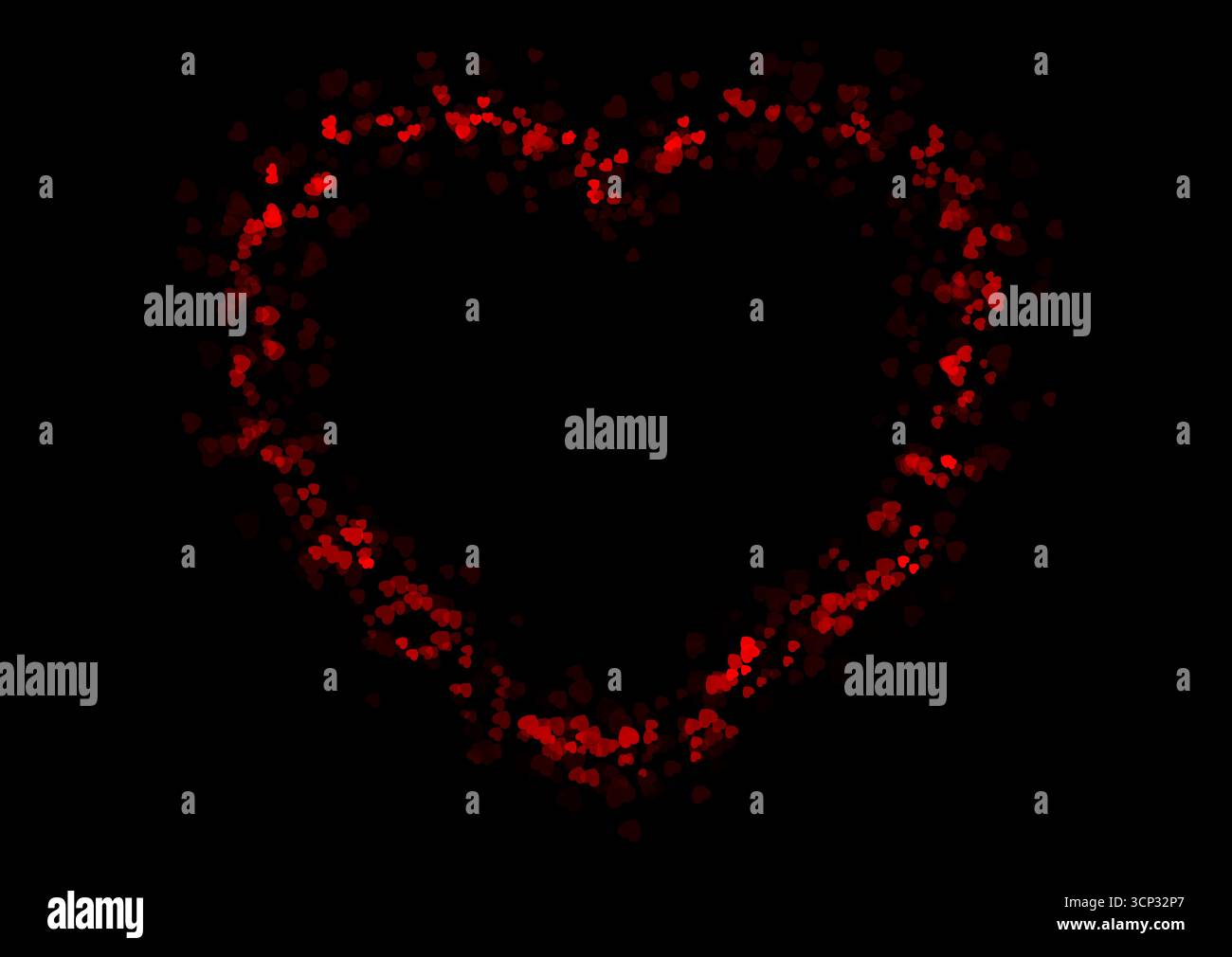 Grand coeur rouge vif fait de petits coeurs. Fond abstrait de Saint-Valentin. Conception brillante de carte de voeux vectorielle Illustration de Vecteur
