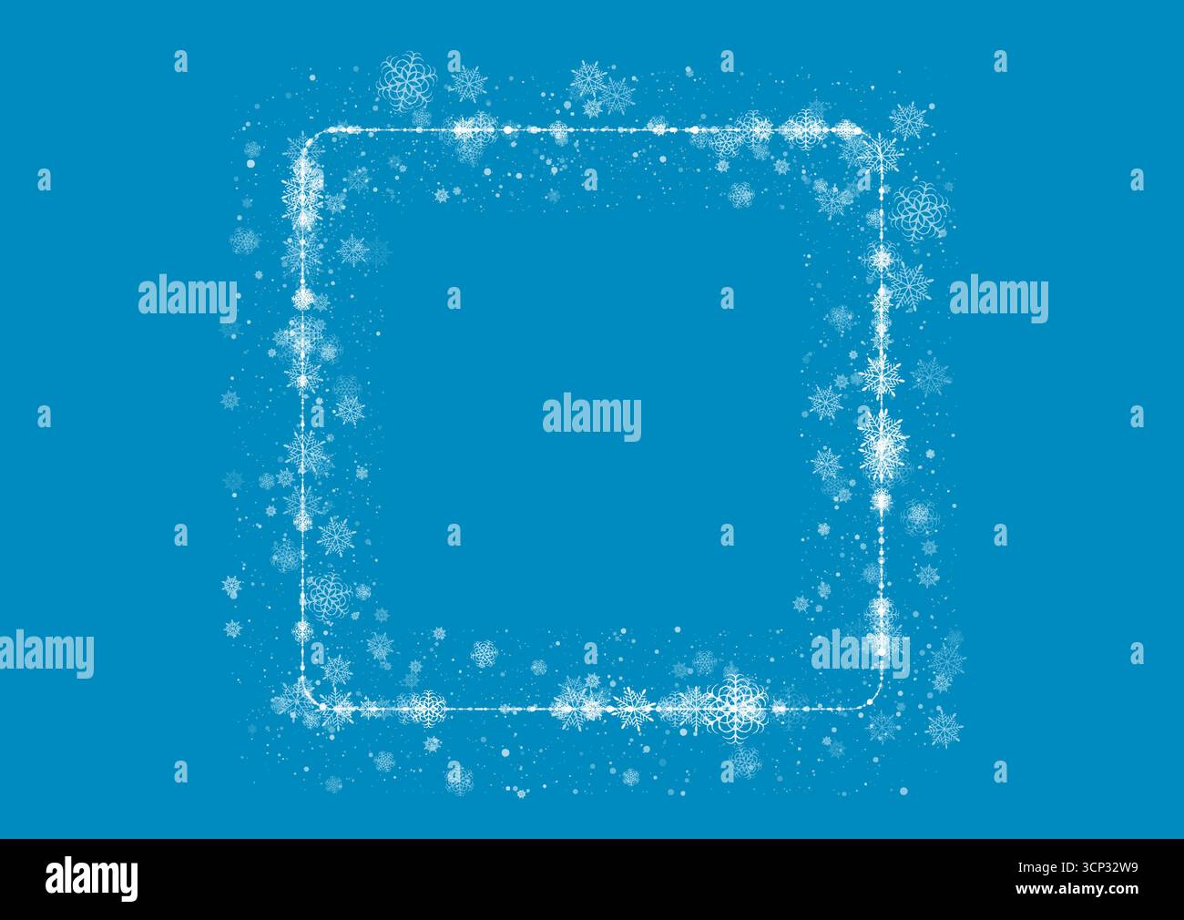 Cadre carré abstrait de flocons de neige et de points de fond d'hiver. Conception vectorielle de Noël et de nouvel an Illustration de Vecteur