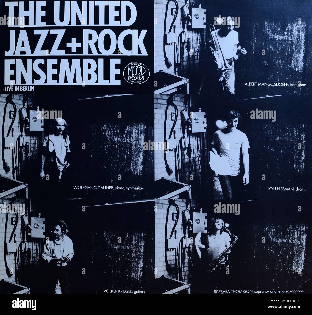 Pochette de disque vinyle vintage, The United Jazz+Rock ensemble, Live in Berlin 1981 Banque D'Images
