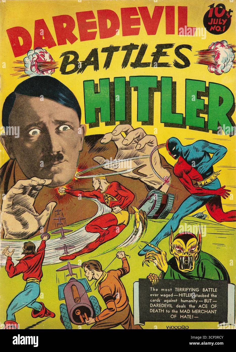 Daredevil Comics no 1 – Daredevil Battles Hitler, Comic Cover, Lev Gleason 1941 Banque D'Images