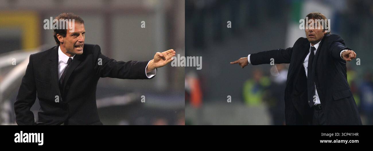 Italia. 27 février 2012. LaPresse27-02-2012 sport calcio Allegri e Conte, due allenatori a confronto nella foto : i due allenatori a confronto Credit : LaPresse/Alamy Live News Banque D'Images