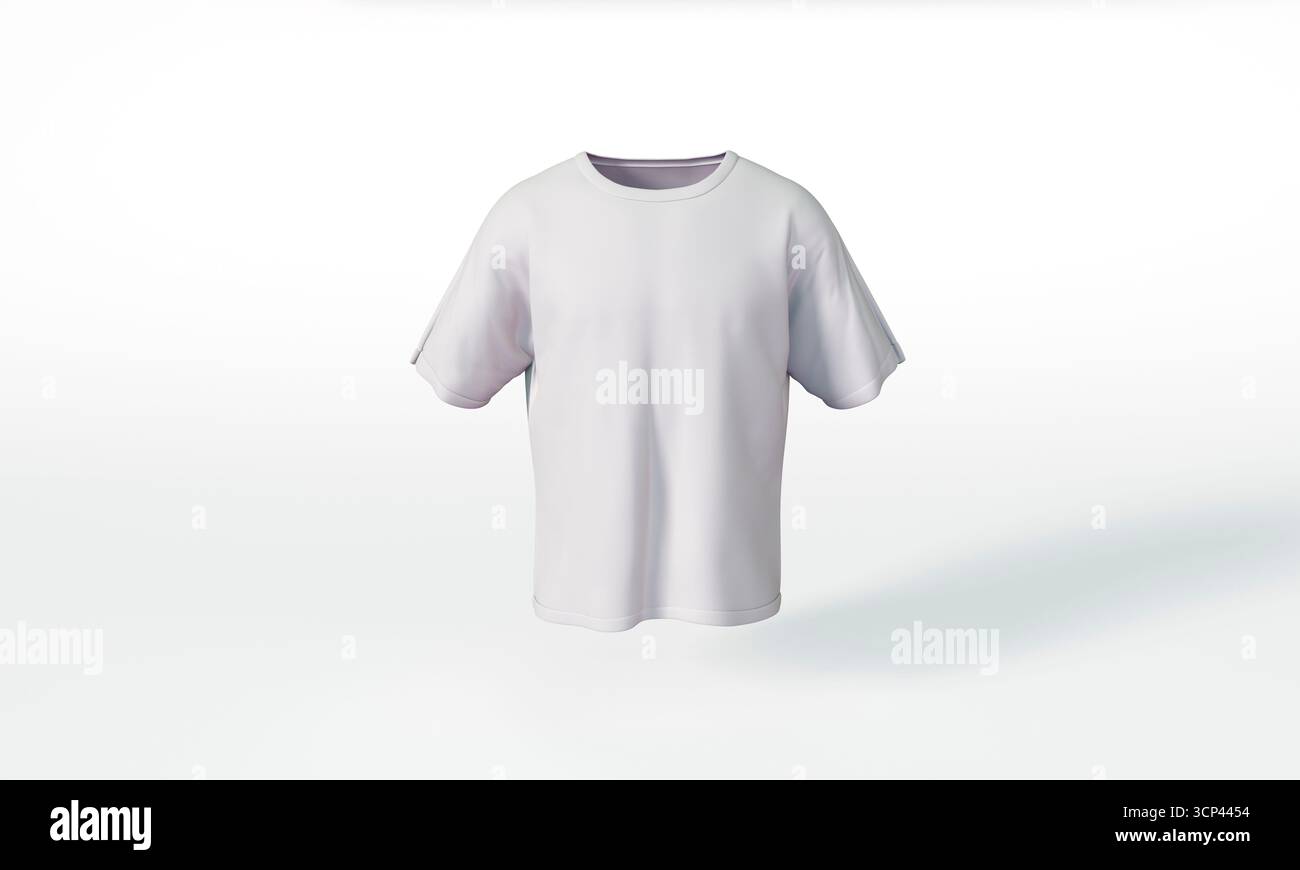 Blanc blanc blanc de la maquette de t-shirt vue avant arrière-plan isolé. Rendu 3D. Banque D'Images