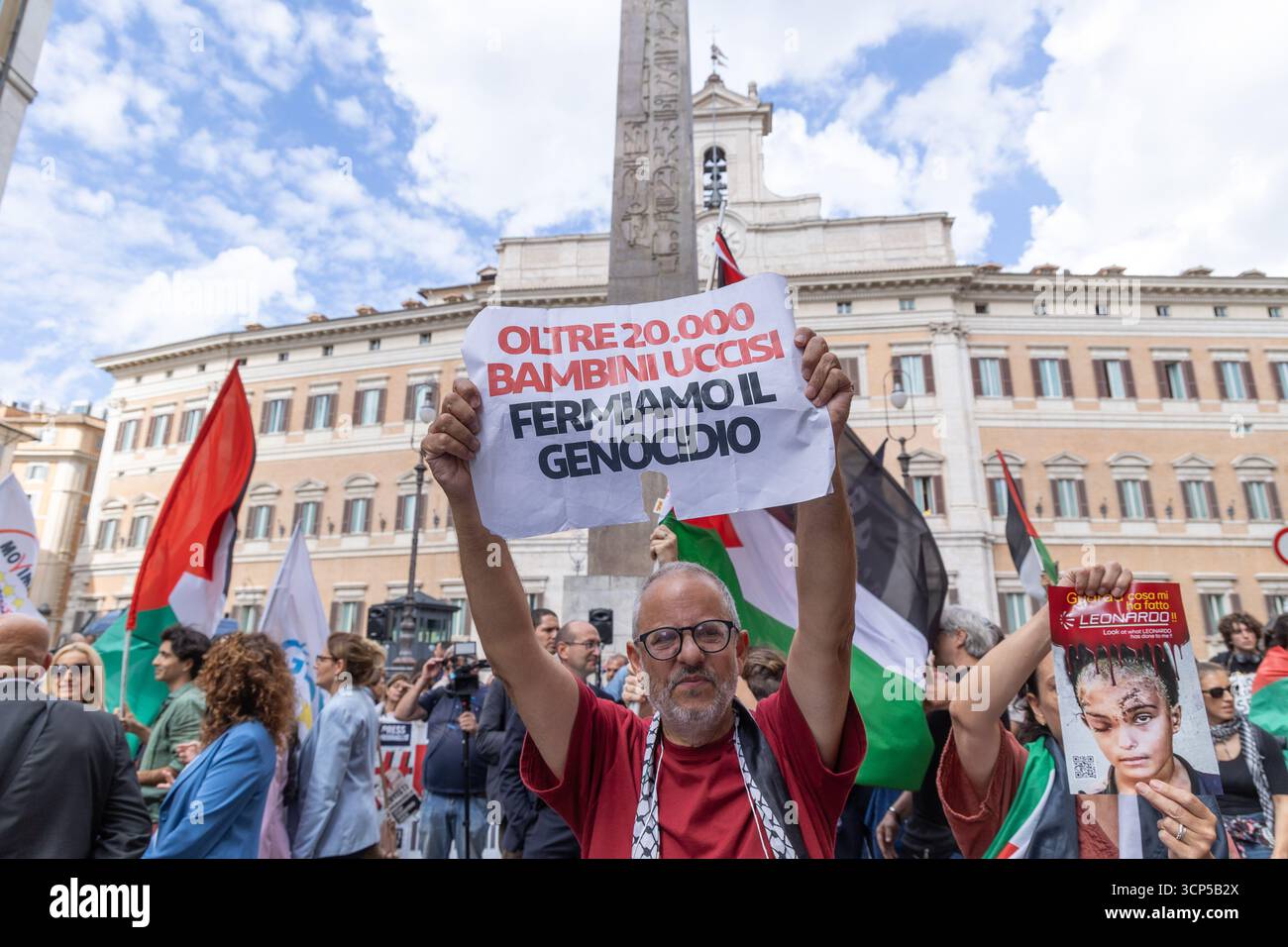 Rome, Italie. 24 septembre 2025. Conférence de presse devant Montecitorio suite à l'attaque contre les navires de la flottille Global Sumud. Crédit : Agence photo indépendante/Alamy Live News Banque D'Images