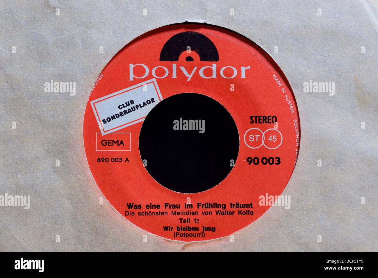 Vinitage Vinyl Singles 7″, Various, What a Woman Dreams in Spring, les plus belles mélodies de Walter Kollo, Polydor Records Banque D'Images