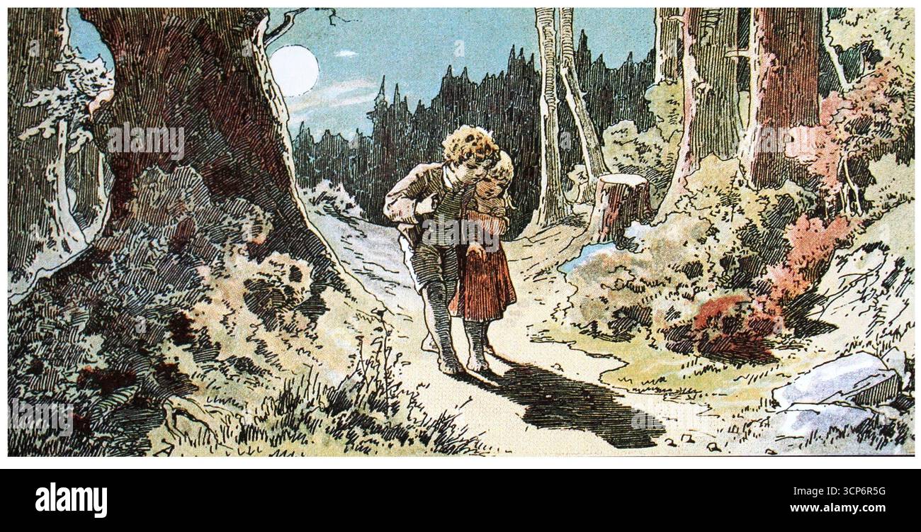 Illustration pour 'Hansel et Gretel' par les frères Grimm. Musée : COLLECTION PRIVÉE. Auteur : ALEXANDER ZICK. Banque D'Images