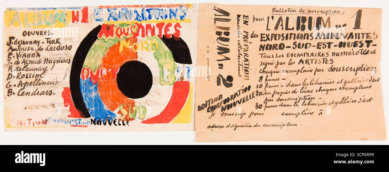 Projet Bulletin de souscription pour l'album nº 1 des expositions mouvantes. Musée : Centro de Arte Moderna Gulbenkian. Auteur : Robert Delaunay. Banque D'Images
