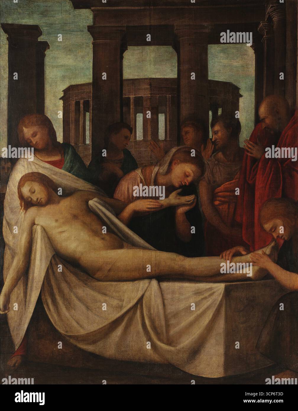 La Lamentation sur le Christ mort. Musée : Pinacoteca del Castello Sforzesco, Milan. Auteur : Bramantino. Banque D'Images