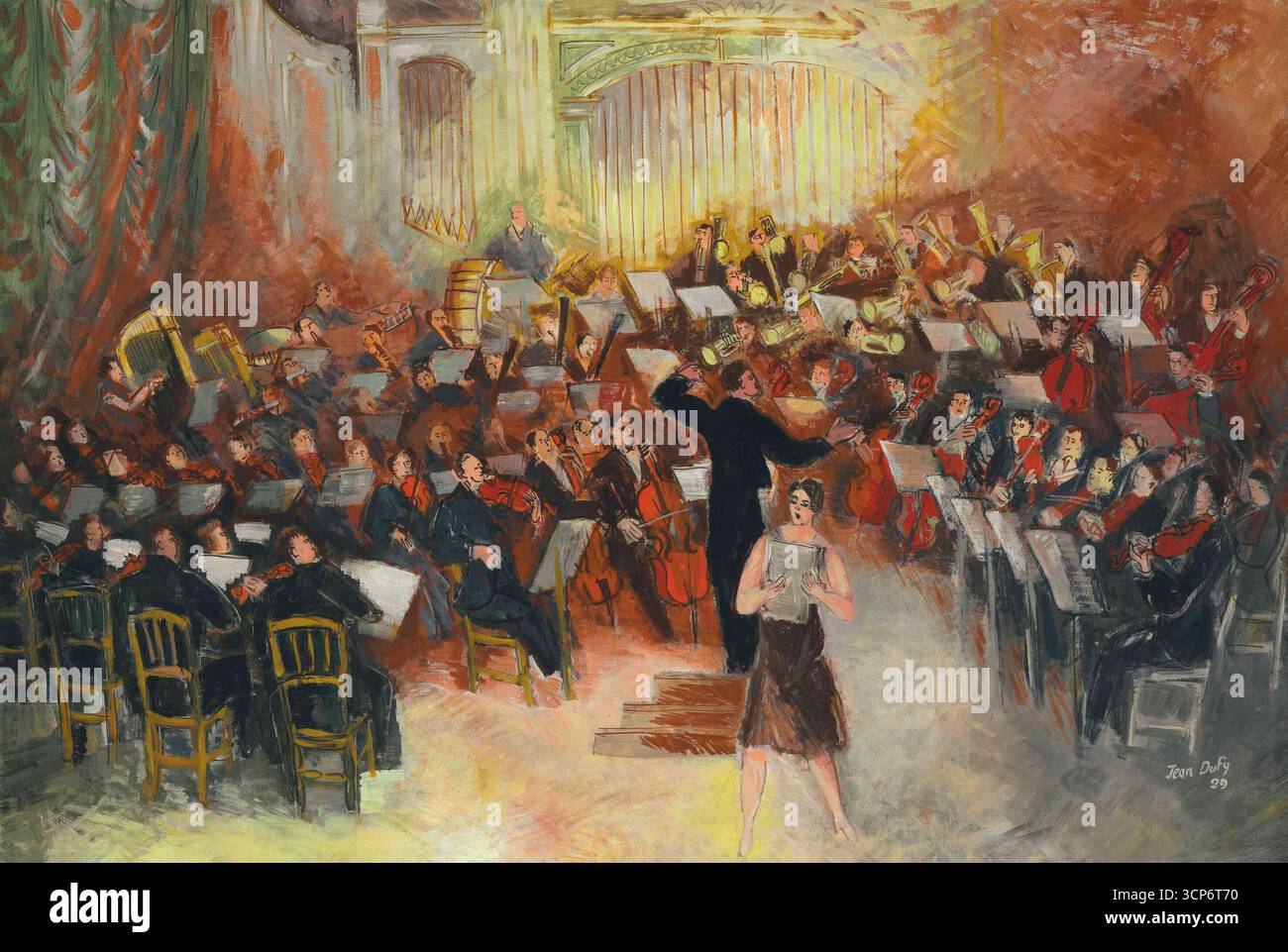 Salle Gaveau, le grand orchestre. Musée : COLLECTION PRIVÉE. Auteur : JEAN DUFY. Banque D'Images