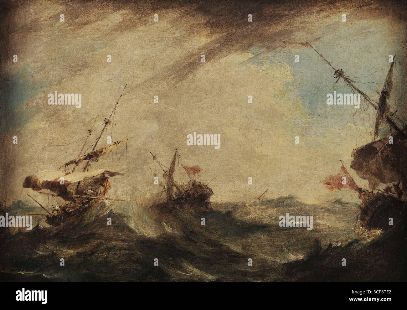 Tempête. Musée : Pinacoteca del Castello Sforzesco, Milan. Auteur : FRANCESCO GUARDI. Banque D'Images