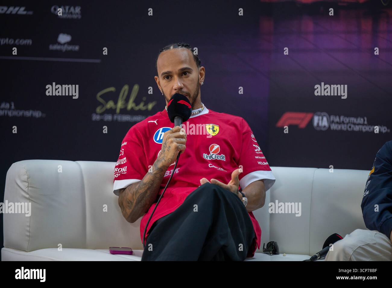 Testing Sakhir GP, Bahreïn, F1 2025 le 28-02-2025 - pilote de formule 1 Lewis Hamilton pour Ferrari - crédit devrait être lu : Francesca Anna Tantone Banque D'Images