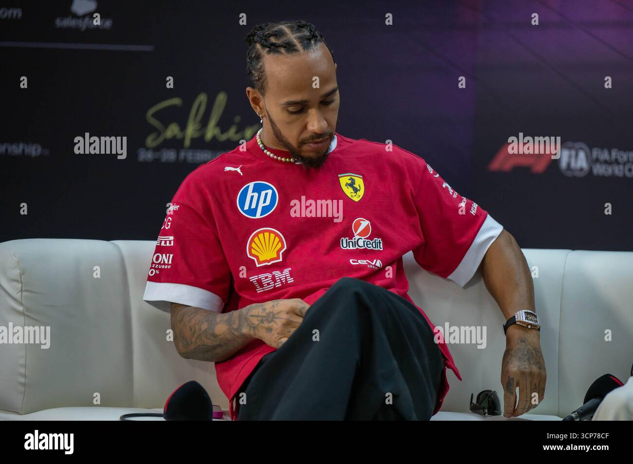 Testing Sakhir GP, Bahreïn, F1 2025 le 28-02-2025 - pilote de formule 1 Lewis Hamilton pour Ferrari - crédit devrait être lu : Francesca Anna Tantone Banque D'Images