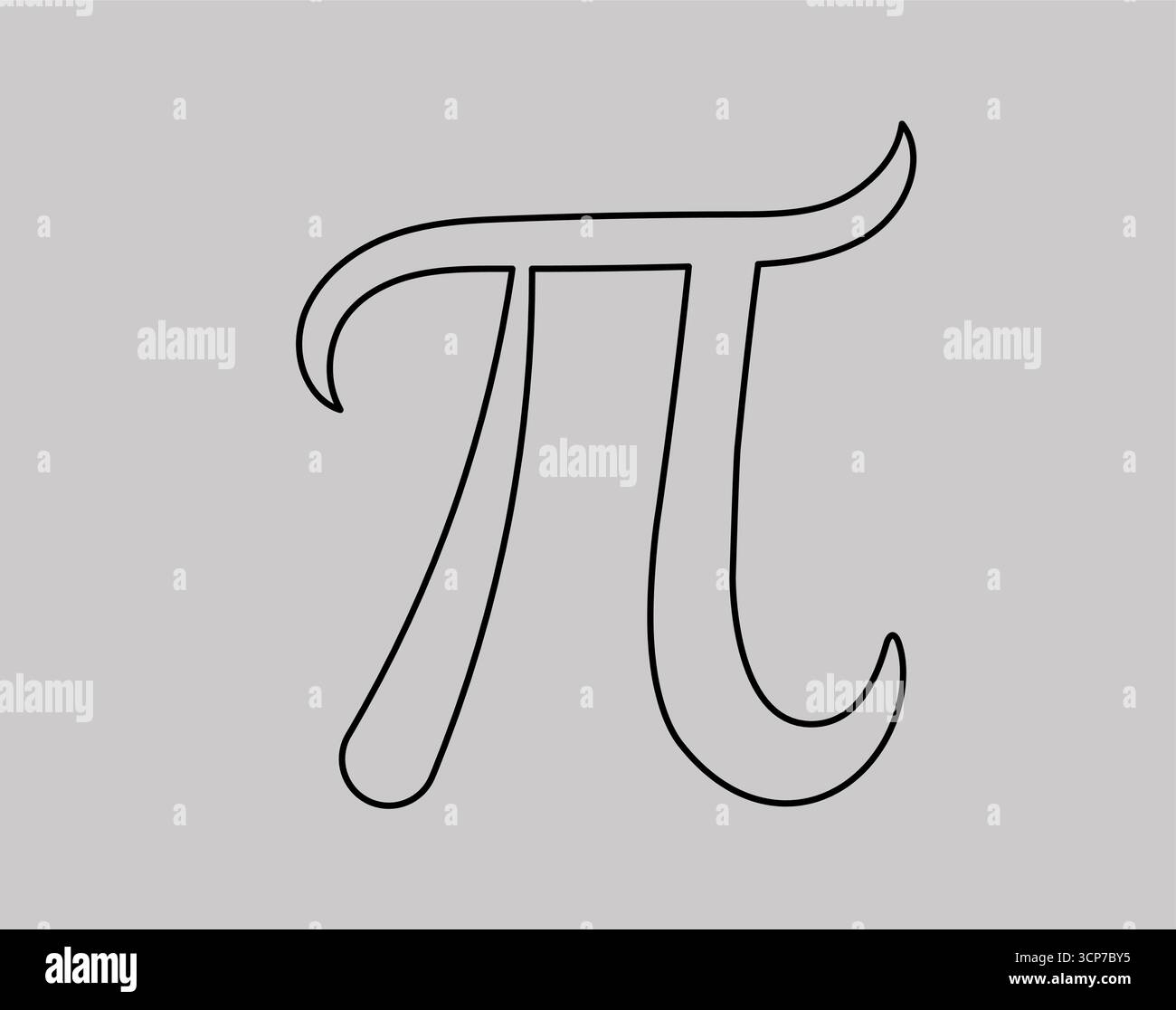 Icône de symbole Pi stylisé. Lettre grecque noire représentant la constante mathématique 3,14. Illustration de Vecteur