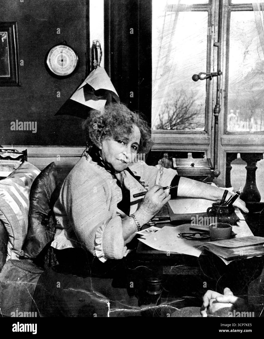 Aujourd'hui vieille et estropiée, Madame Goudeket, universellement connue sous le nom de Colette, a écrit plus de 50 livres de classe mondiale. Certains d'entre eux sont parmi les meilleurs romans français du 20ème siècle. Colette, aujourd'hui paralysée et alitée, est l'un des auteurs de première classe les plus prolifiques dans le monde aujourd'hui.***** Le mari de Colette, le tristement célèbre M. Willy, l'a conduite (comme tous les étudiants du sujet le savent) à écrire la série parce que, comme il l'a dit, « les fonds sont faibles ». Il voulait qu'elle exploite ses expériences d'enfance à des fins lucratives, mais il espérait également gagner l'immortalité littéraire par elle, car tous les premiers romans étaient publiés Banque D'Images