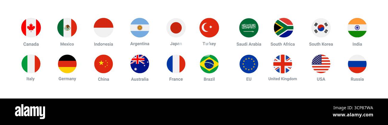 Collection de drapeaux de pays du monde, y compris France Mexique États-Unis Japon Arabie Saoudite Argentine Russie Indonésie Australie Inde et plus encore Illustration de Vecteur