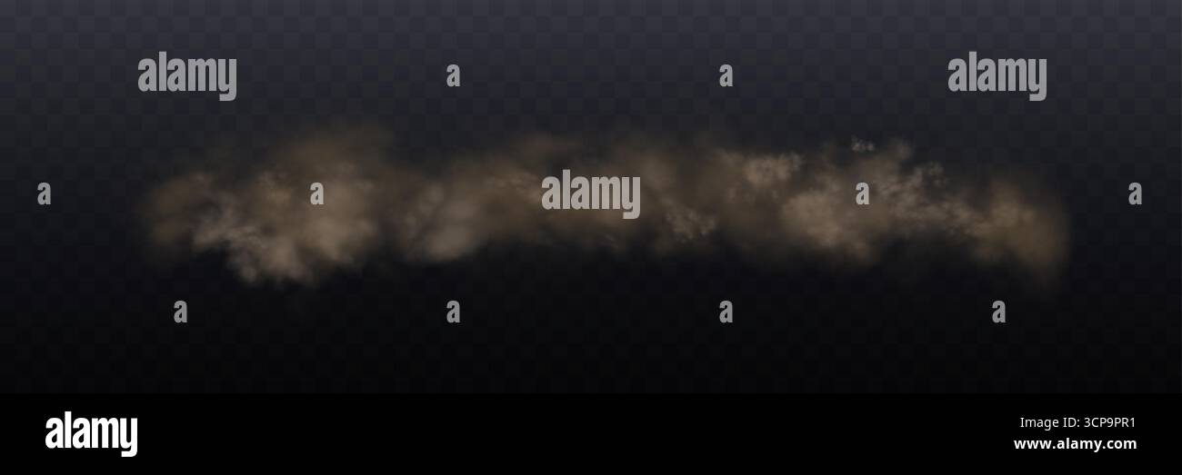 Explosion de sable, fumée de nuage. Fumée brune réaliste ou brume, effet de superposition. Brouillard magique, vapeur. Tempête de sable éclaboussure. Illustration vectorielle abstraite Illustration de Vecteur