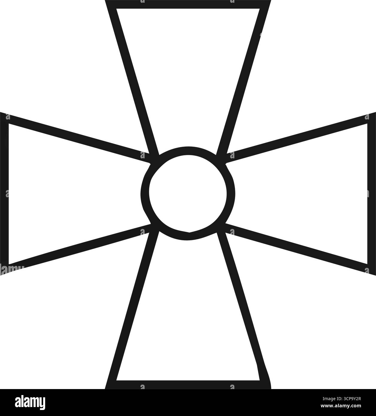 Icône géométrique de contour de croix de Malte. Un graphique vectoriel minimaliste d'un emblème héraldique classique. Sa forme élégante incarne les principes de la tradition, Uni Illustration de Vecteur