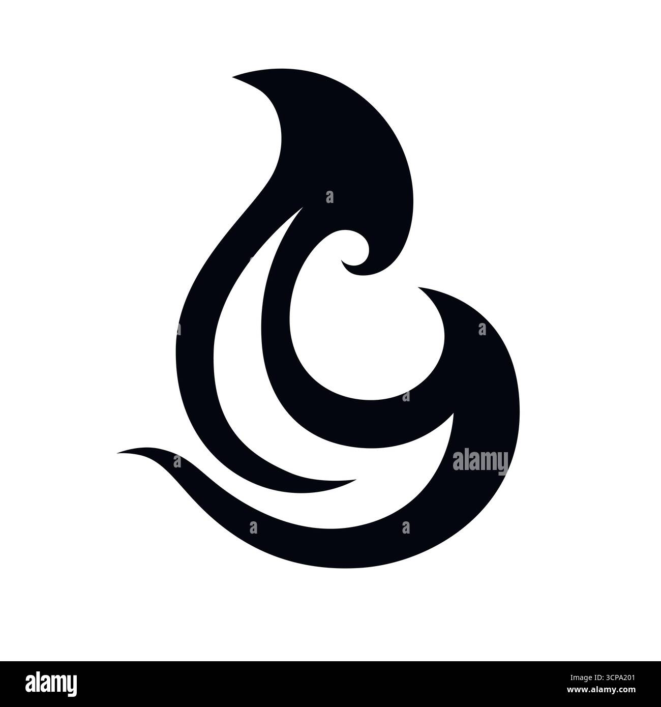 Hameçon de style tatouage maori. Matau osseux. Hei Matau. Illustration de Vecteur