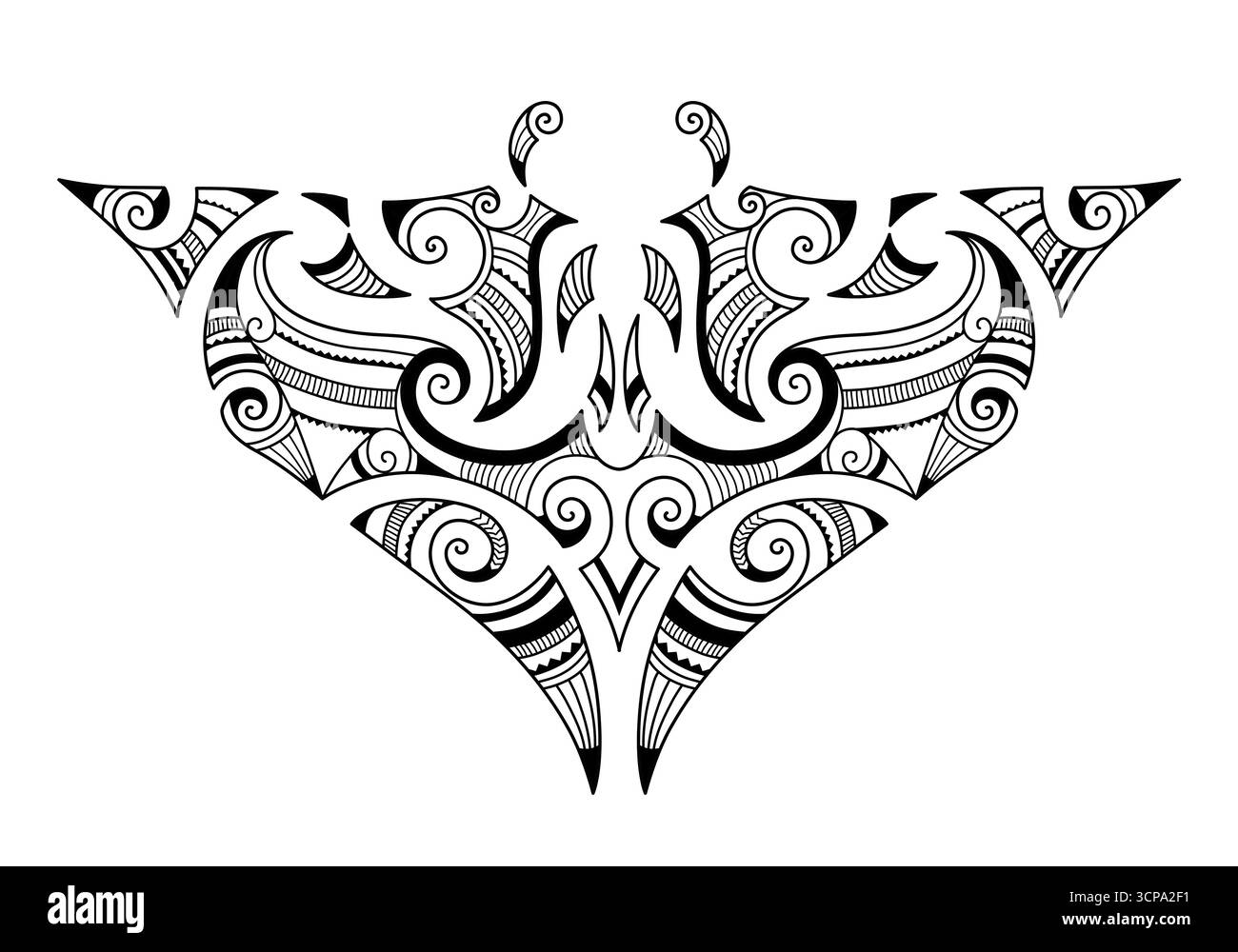 Ornement tatouage maori raie Manta Illustration de Vecteur