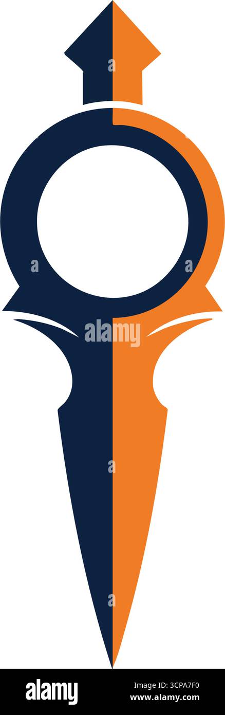 Symbole de flèche vers l'avant. Conception géométrique dynamique avec un pointeur vers le haut et un vide central, représentant le voyage, la croissance et l'avancement ciblé. Repr Illustration de Vecteur