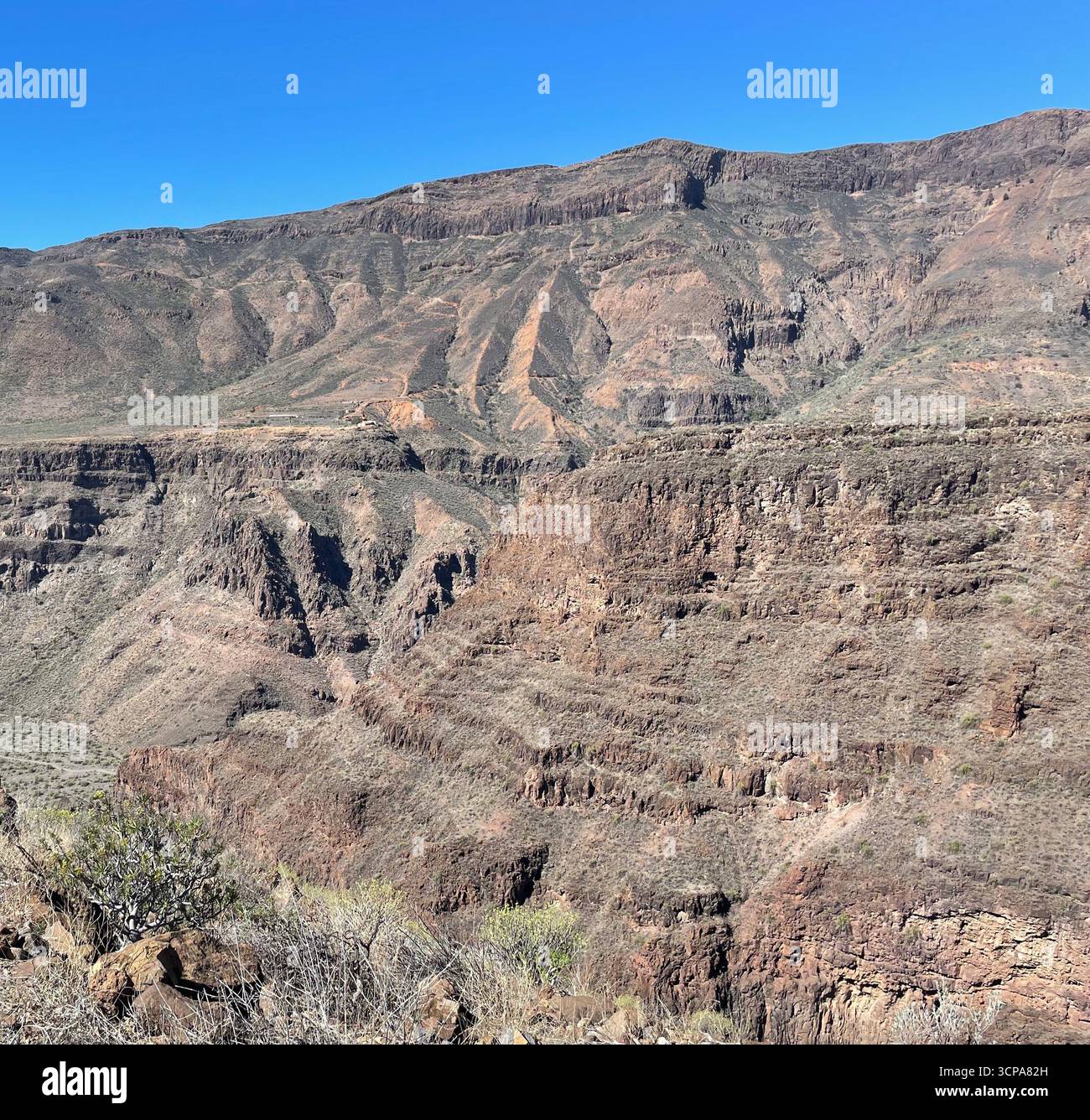 Vue panoramique sur la montagne à Gran Canaria - Image de stock capturée avec un smartphone