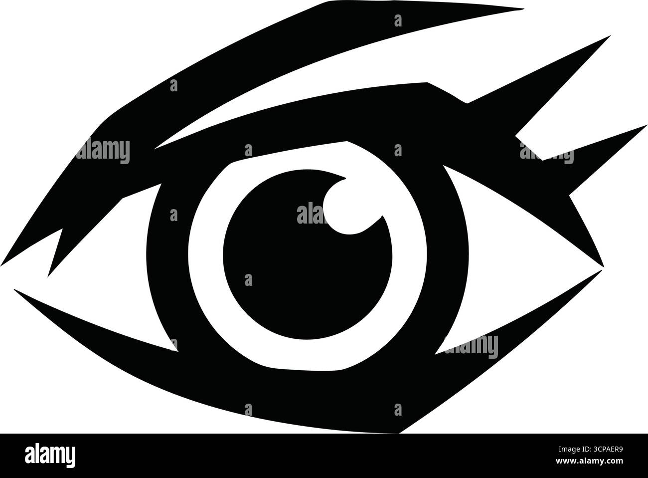 Symbole Dynamic Eye Vision. Une illustration optique audacieuse avec des lignes angulaires, incarnant une observation vive et une conscience vigilante. Parfait pour le secur moderne Illustration de Vecteur