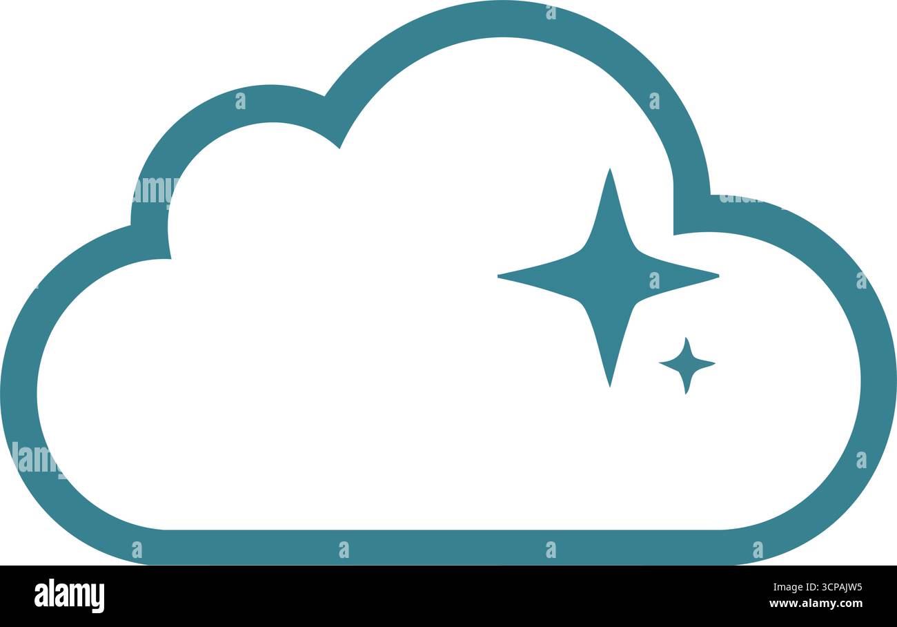 Technologie de Cloud de données éclatante. Ce graphique de stockage numérique pur avec des étoiles brillantes représente des performances optimales, un service sécurisé et une efficacité en M. Illustration de Vecteur