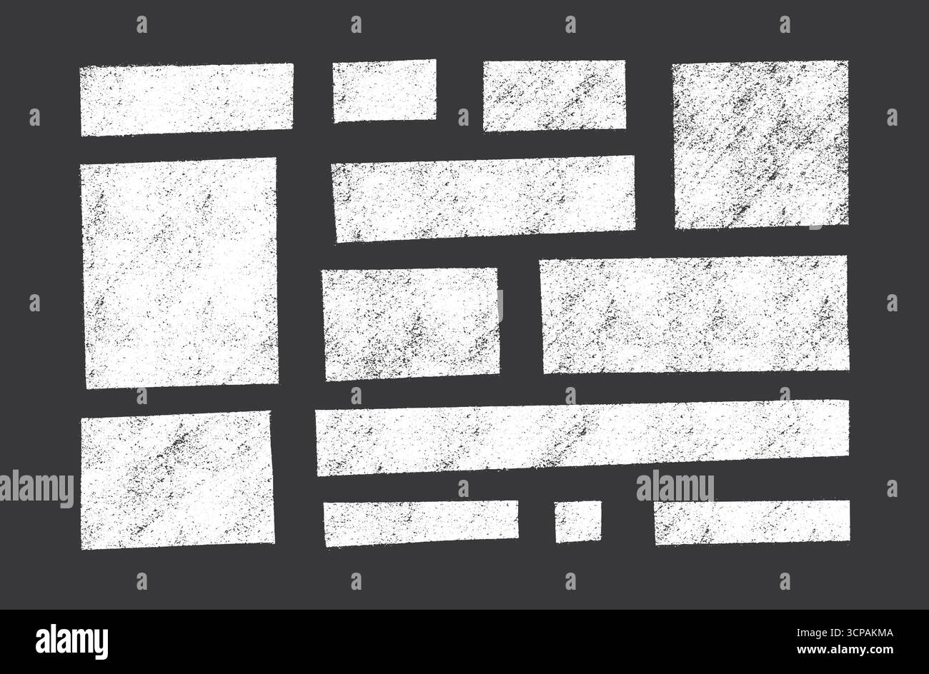 Formes de zone de texte rectangulaire de crayon blanc pour les conceptions de superposition - texture de craie rugueuse avec surface granuleuse sur fond sombre. Illustration de Vecteur