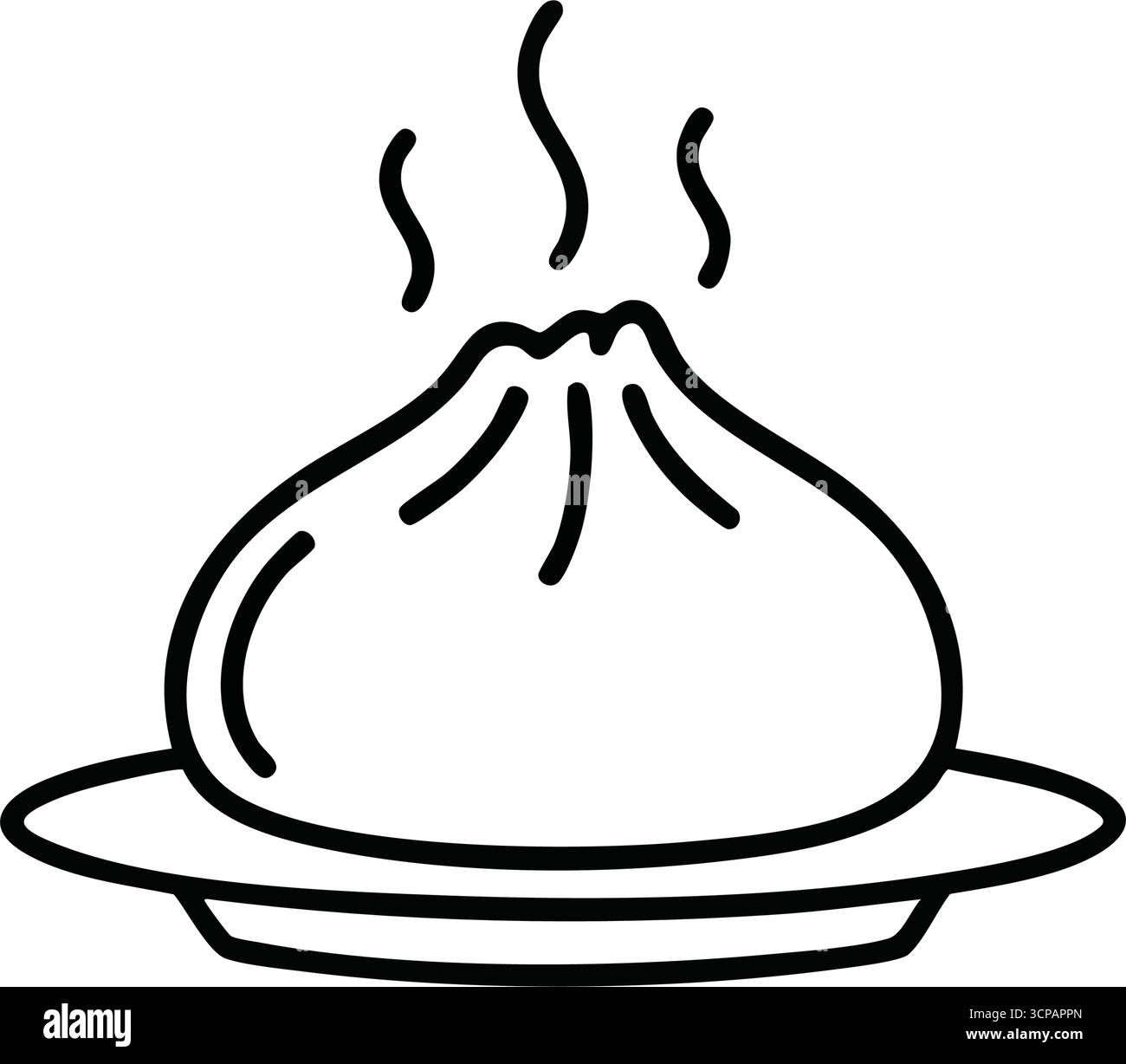 Icône Bao Bun vapeur. Illustration minimaliste d'une pâtisserie asiatique classique, une délicieuse gourmandise traditionnelle souvent appréciée comme aliment de confort ou un sn salé Illustration de Vecteur