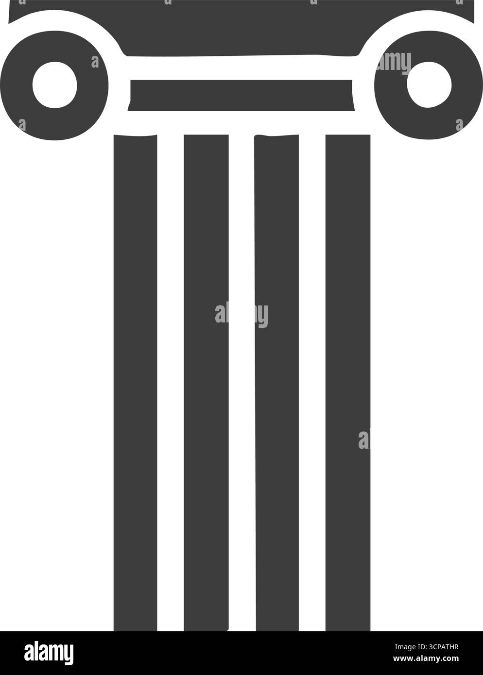 Symbole de colonne architecturale classique. Graphique stylisé gris et blanc d'un pilier ancien. Ce design élégant symbolise la force, la sagesse et l'enduri Illustration de Vecteur