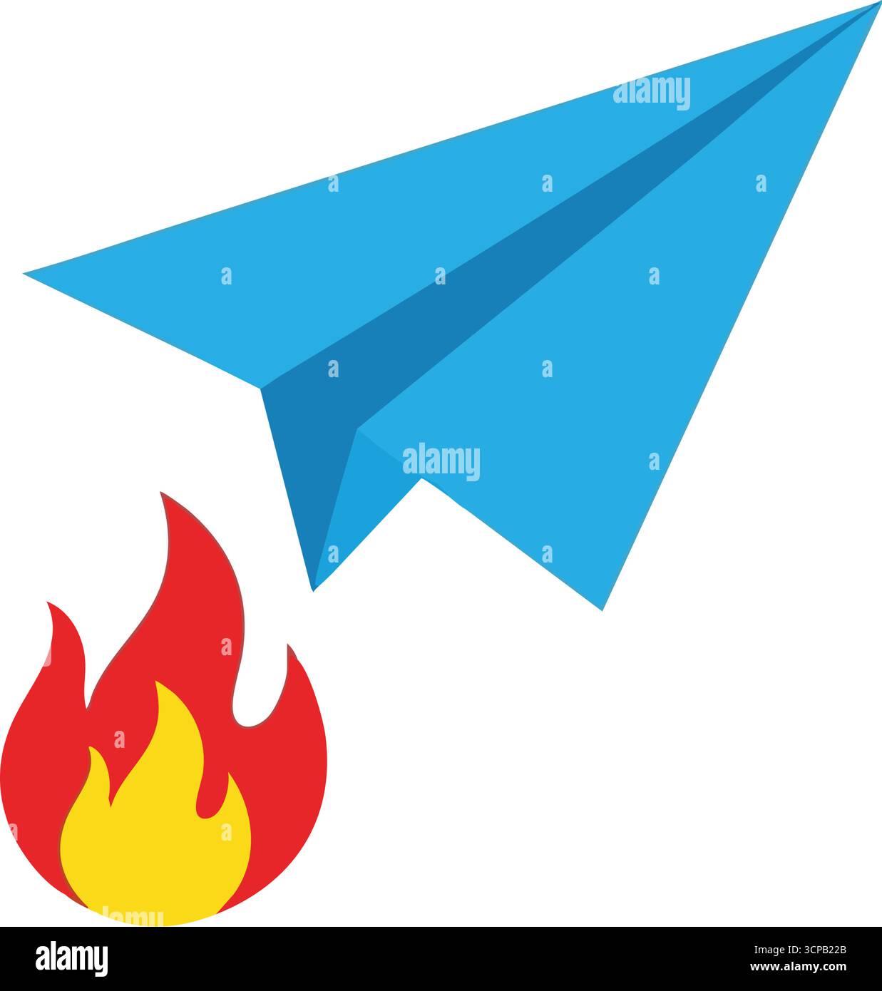 Icône de lancement de la communication rapide. Ce graphique dynamique représente un avion bleu origami avec propulsion ardente, symbolisant la livraison urgente, accéléré pr Illustration de Vecteur