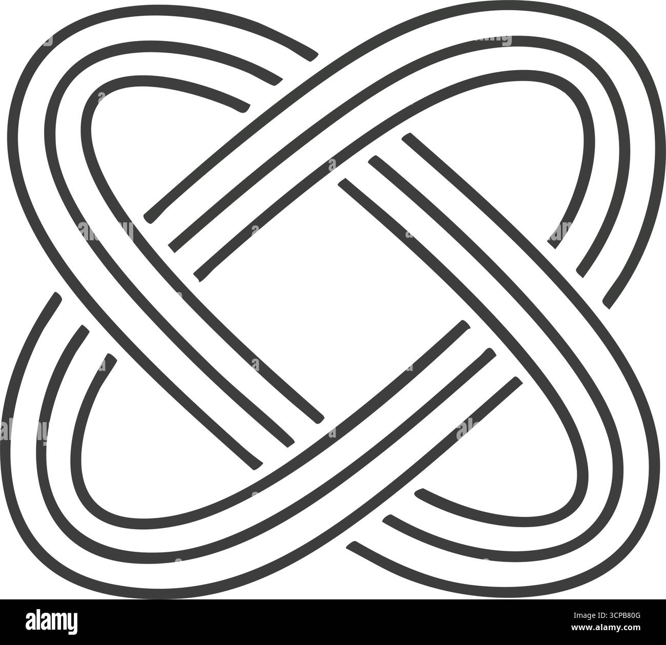 Motif noeud sans fin moderne. Un élégant design linéaire abstrait entrelacé sur un fond sombre, symbolisant l'unité, la connexion et les possibilités infinies. Illustration de Vecteur