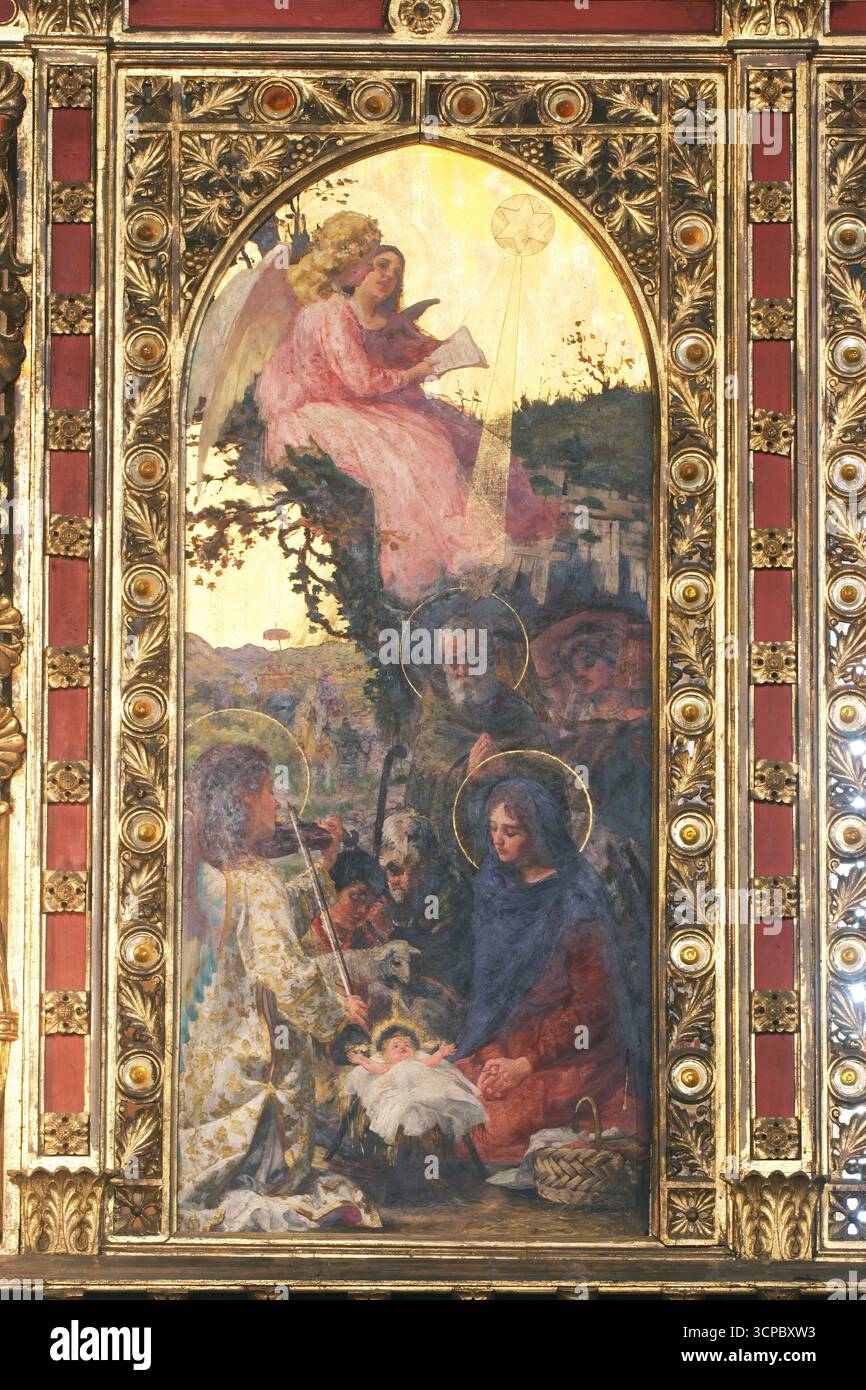 La Nativité de Jésus, iconostase dans la Cathédrale catholique grecque de la Sainte Trinité à Krizevci, Croatie Banque D'Images