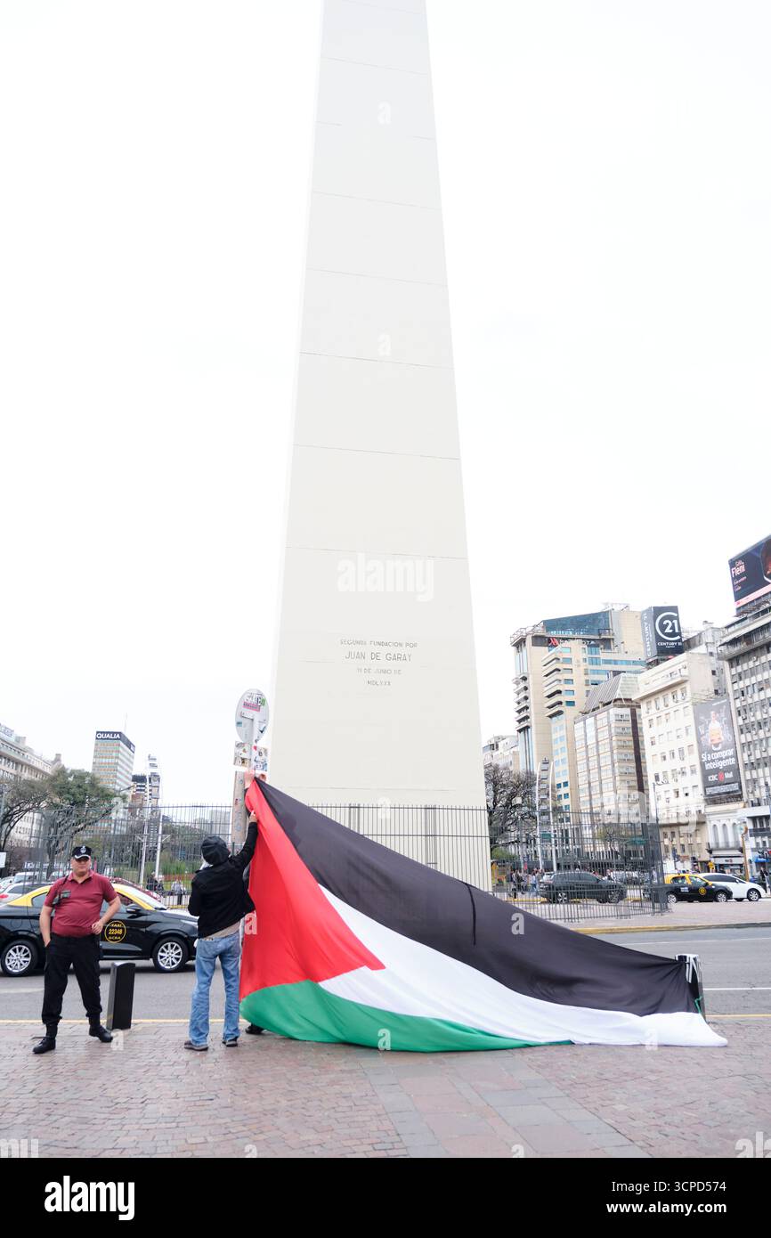 Buenos Aires, Argentine ; 23 septembre 2025 : protestation contre le génocide commis par Israël contre la Palestine et l'inaction de l'ONU Banque D'Images